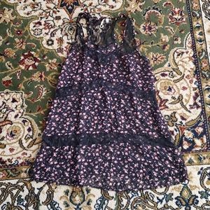 Black Lacy Floral Robin K Racerback Tank Top Sz M